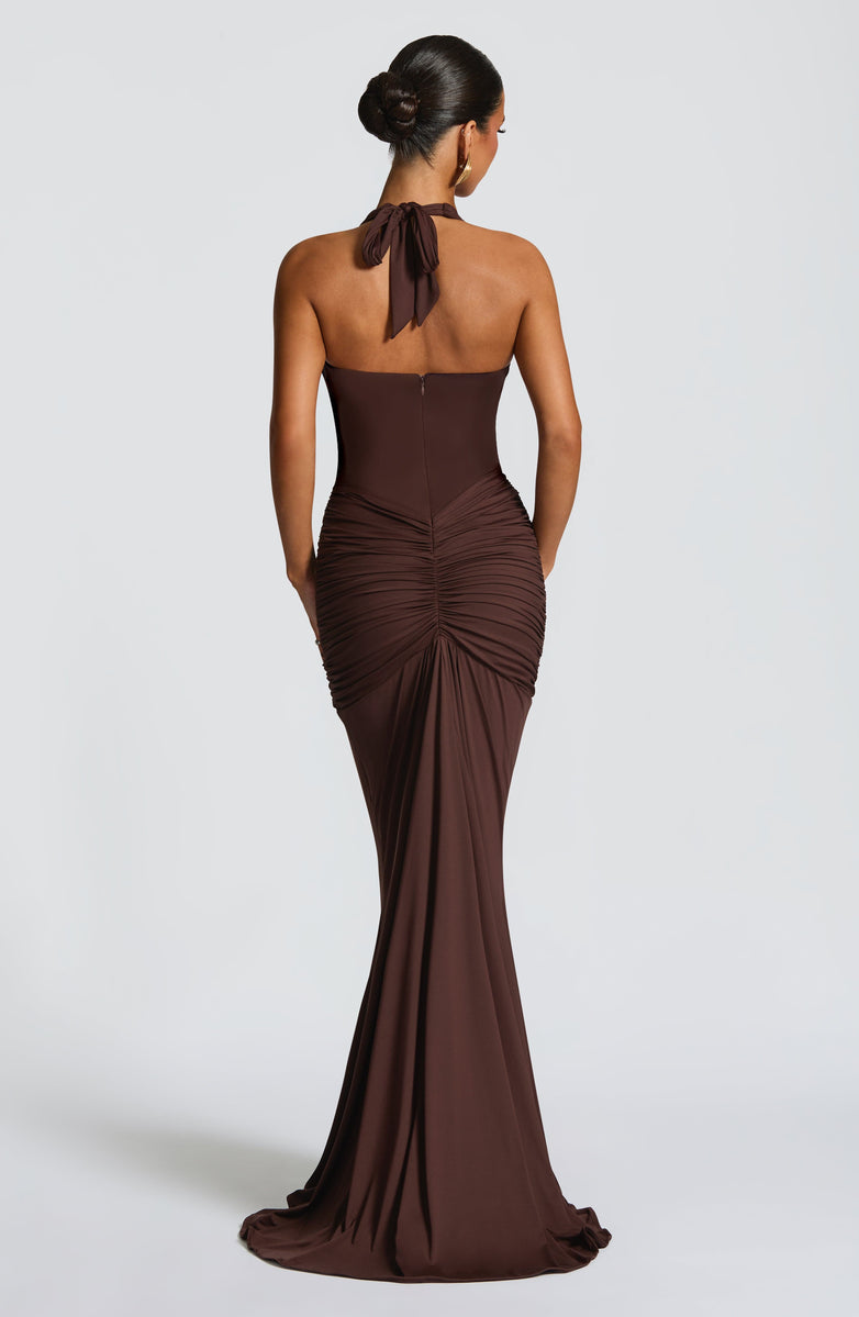 Dalia Maxi Dress-Plum Brown