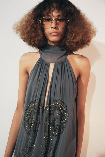 Embroiderd Halter- Exclusive Dress