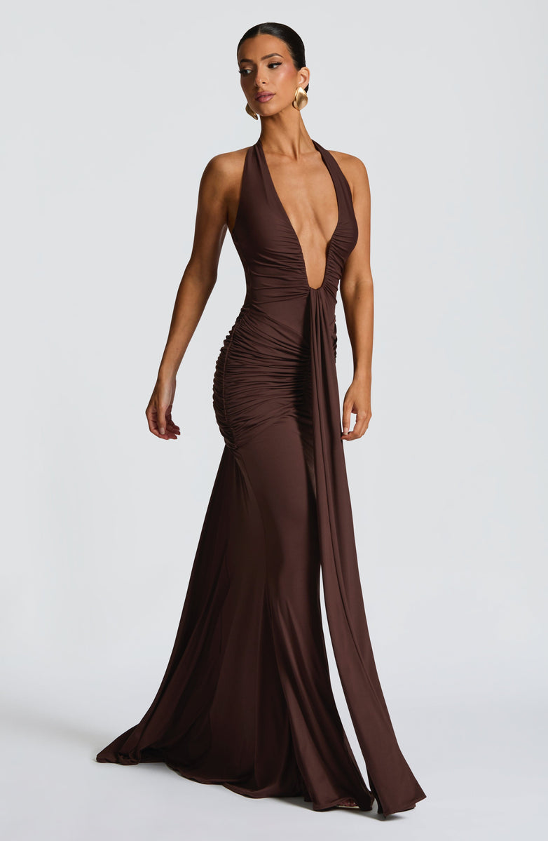 Dalia Maxi Dress-Plum Brown