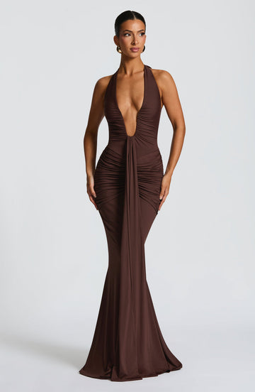 Dalia Maxi Dress-Plum Brown